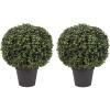 imageArtificial Boxwood Plant  21Inch Topiary Ball Faux Plant  Indoor or Outdoor Fake Plants for Home Entryway or Porch Decor by Pure Garden2Pack