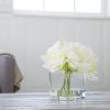 imageLilies Floral Centerpiece  Five CreamColored Lily Blossoms in a Clear Glass Bowl with Fake Water  Artificial Flowers in Vase by Pure Garden Cream85