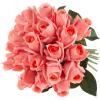 imagePure Garden Rose Artificial Flowers  18Pc Real Touch 115Inch Fake Flower Set with Stems for Home Decor Wedding or BridalBaby Showers CoralCoral
