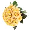 imagePure Garden Rose Artificial Flowers  18Pc Real Touch 115Inch Fake Flower Set with Stems for Home Decor Wedding or BridalBaby Showers CoralYellow