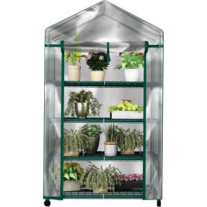 image4 Tier Mini Greenhouse  Portable Greenhouse with Locking Wheels and PVC Cover for Indoor or Outdoor  27 x 19 x 63Inch Green House by HomeComplete4Tier