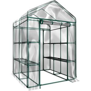 image4 Tier Mini Greenhouse  Portable Greenhouse with Locking Wheels and PVC Cover for Indoor or Outdoor  27 x 19 x 63Inch Green House by HomeComplete8Shelf