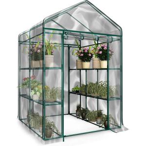 image4 Tier Mini Greenhouse  Portable Greenhouse with Locking Wheels and PVC Cover for Indoor or Outdoor  27 x 19 x 63Inch Green House by HomeCompleteWalkIn