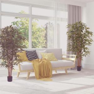 imageArtificial Bamboo Tree  6FT Fake Plant with Adjustable Leaves and Pot  Faux Plants Indoor for Home Restaurant or Office Dcor by Pure GardenNatural Trunk
