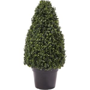 imageArtificial Boxwood Topiary  36Inch TowerStyle Faux Plant in Sturdy Pot  Realistic Indoor or Outdoor Potted Shrub  Greenery Dcor by Pure GardenGreen