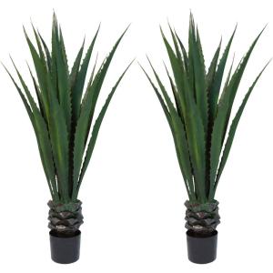 imageGiant Agave Fake Plant  52Inch Faux Succulent with Pot  Artificial Trees Blend Southwestern Style with Modern Home Decor by Pure GardenSet of 2