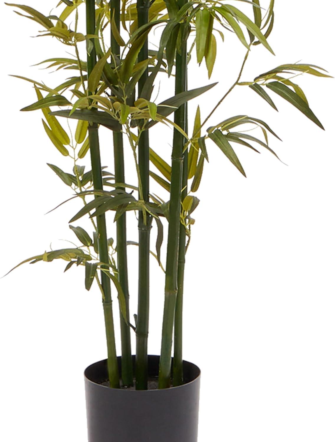 imageArtificial Bamboo Tree  6FT Fake Plant with Adjustable Leaves and Pot  Faux Plants Indoor for Home Restaurant or Office Dcor by Pure GardenGreen Trunk