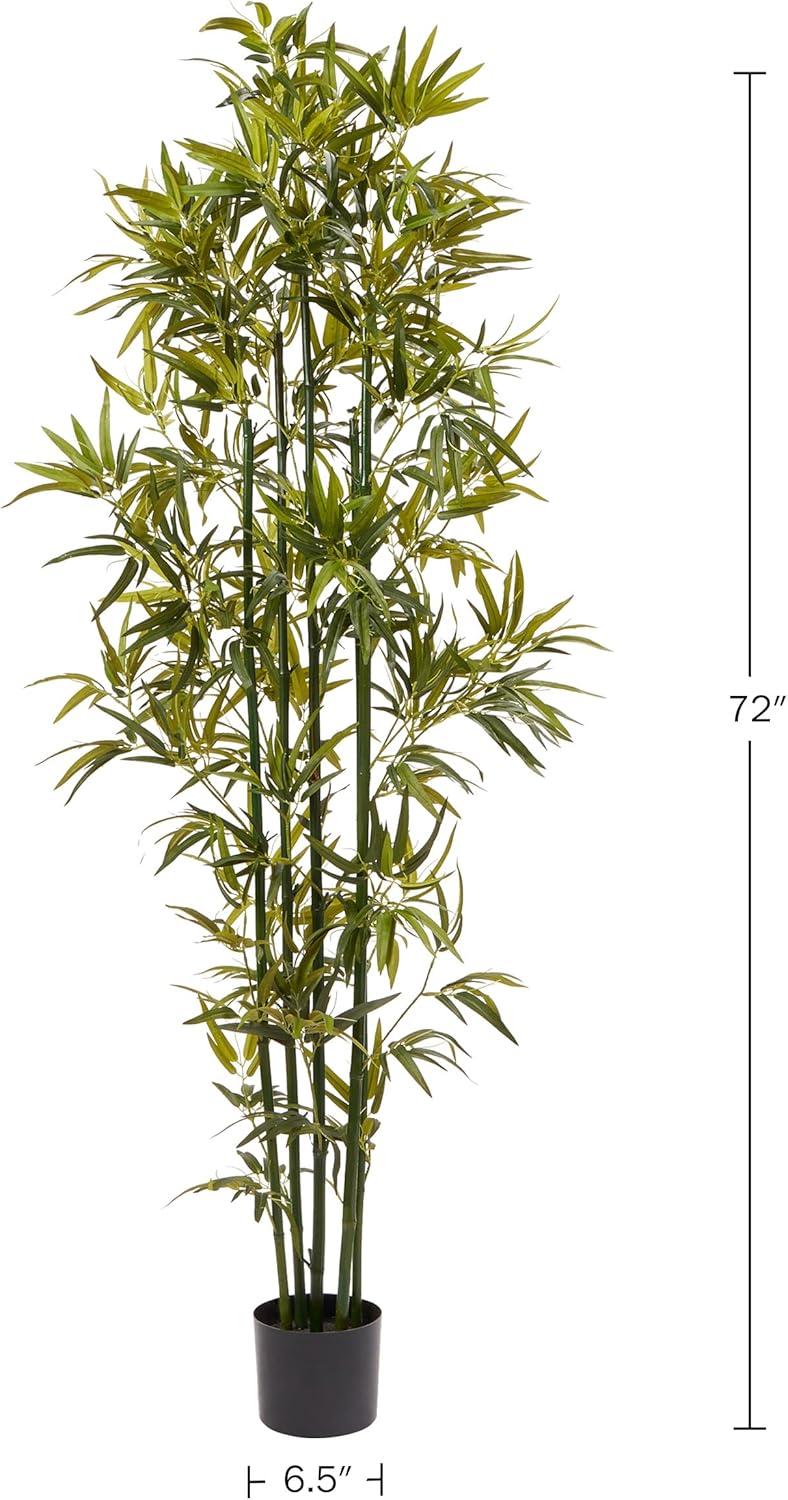 imageArtificial Bamboo Tree  6FT Fake Plant with Adjustable Leaves and Pot  Faux Plants Indoor for Home Restaurant or Office Dcor by Pure GardenGreen Trunk