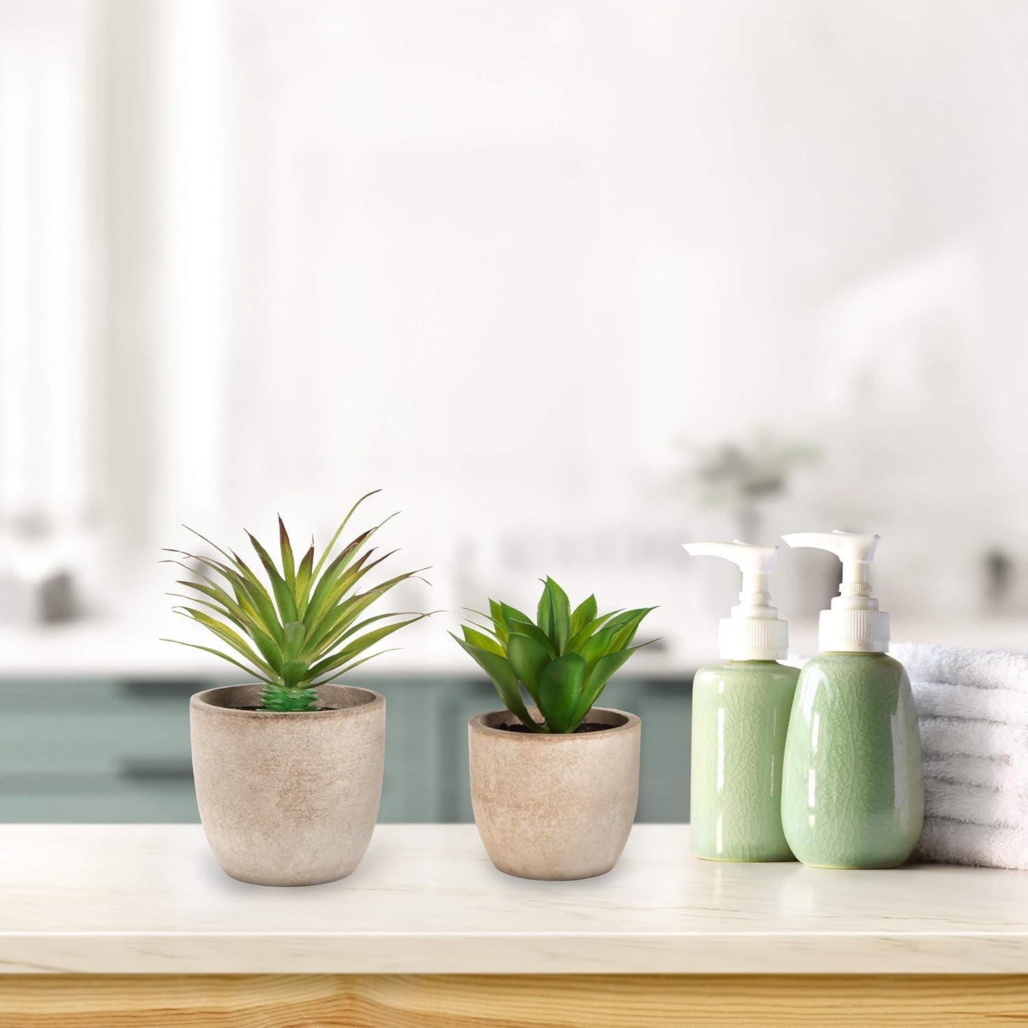 imageFaux Succulents  Assorted Lifelike Plastic Greenery Arrangements Decorative Ceramic Pots for Indoor Home or Office Dcor by Pure Garden Set of 4Set of 2