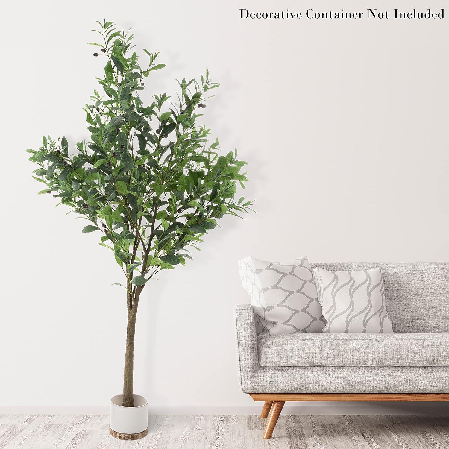imagePure Garden Artificial Olive Tree  6Foot Potted Faux Plant with Fruit for Home or Office Decoration  Natural Looking Polyester LeavesGreen