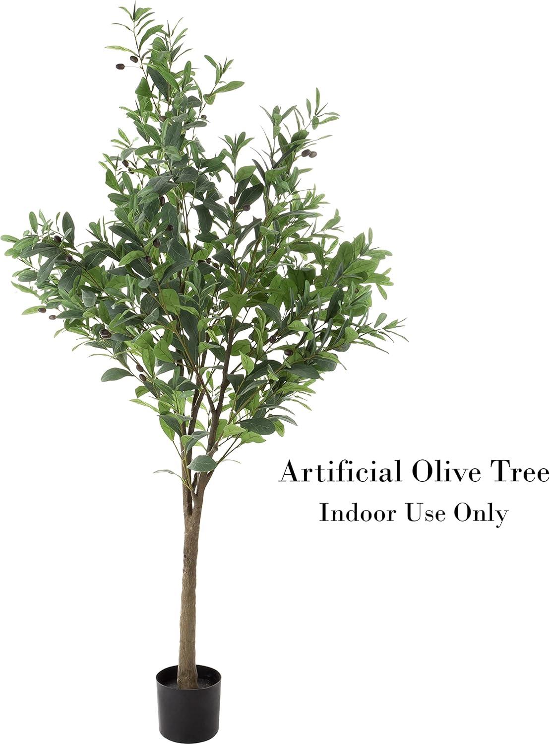 imagePure Garden Artificial Olive Tree  6Foot Potted Faux Plant with Fruit for Home or Office Decoration  Natural Looking Polyester LeavesGreen