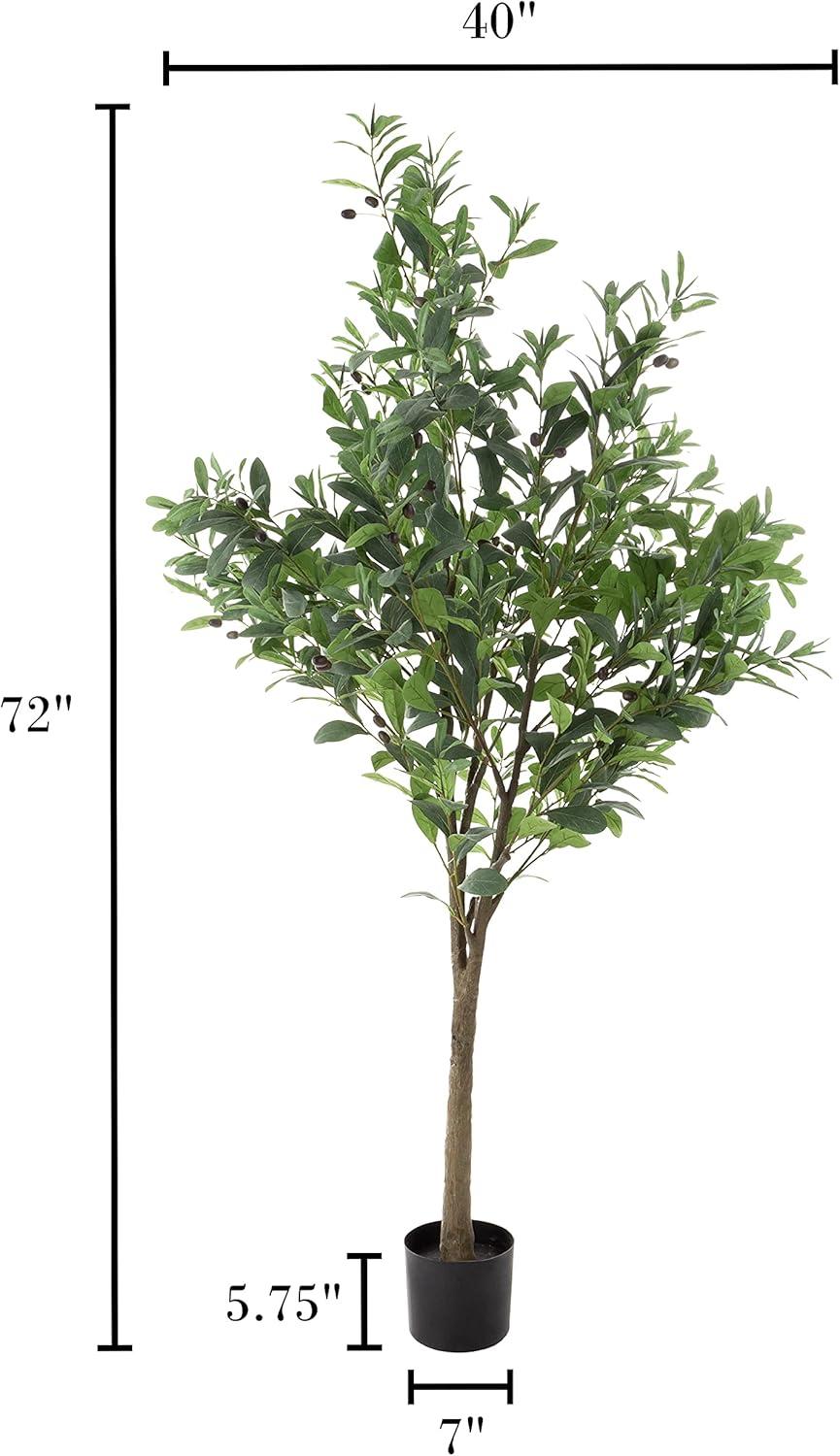 imagePure Garden Artificial Olive Tree  6Foot Potted Faux Plant with Fruit for Home or Office Decoration  Natural Looking Polyester LeavesGreen