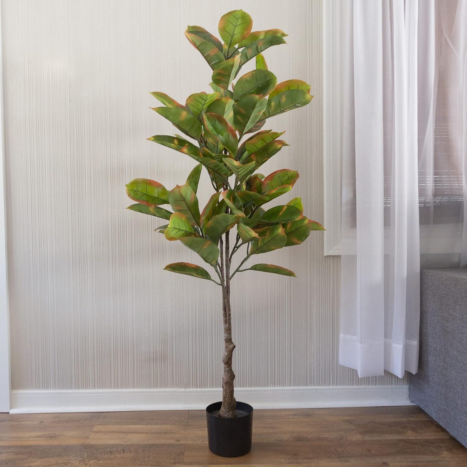 imagePure Garden Artificial Olive Tree  6Foot Potted Faux Plant with Fruit for Home or Office Decoration  Natural Looking Polyester LeavesVariegated Green