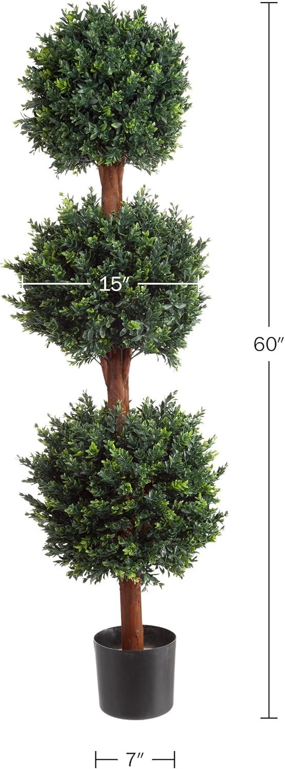imagePure Garden Artificial Tree  5FT Faux Hedyotis Topiary Ball Plant in Weighted Pot  Fake Plants for Indoor Display or Front Porch Decorations5ft