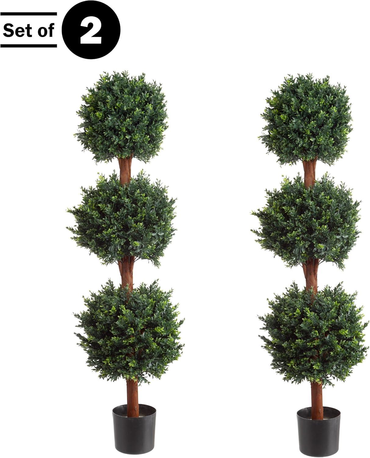 imagePure Garden Artificial Tree  5FT Faux Hedyotis Topiary Ball Plant in Weighted Pot  Fake Plants for Indoor Display or Front Porch Decorations60 Set of 2