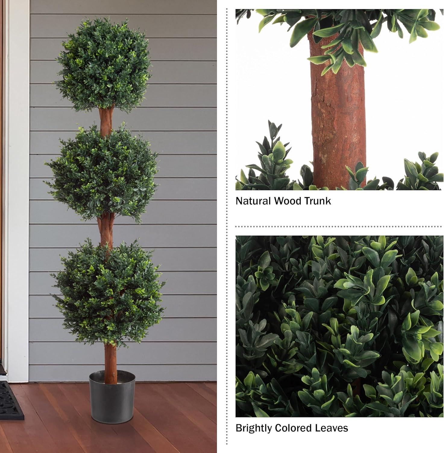 imagePure Garden Artificial Tree  5FT Faux Hedyotis Topiary Ball Plant in Weighted Pot  Fake Plants for Indoor Display or Front Porch Decorations60 Set of 2