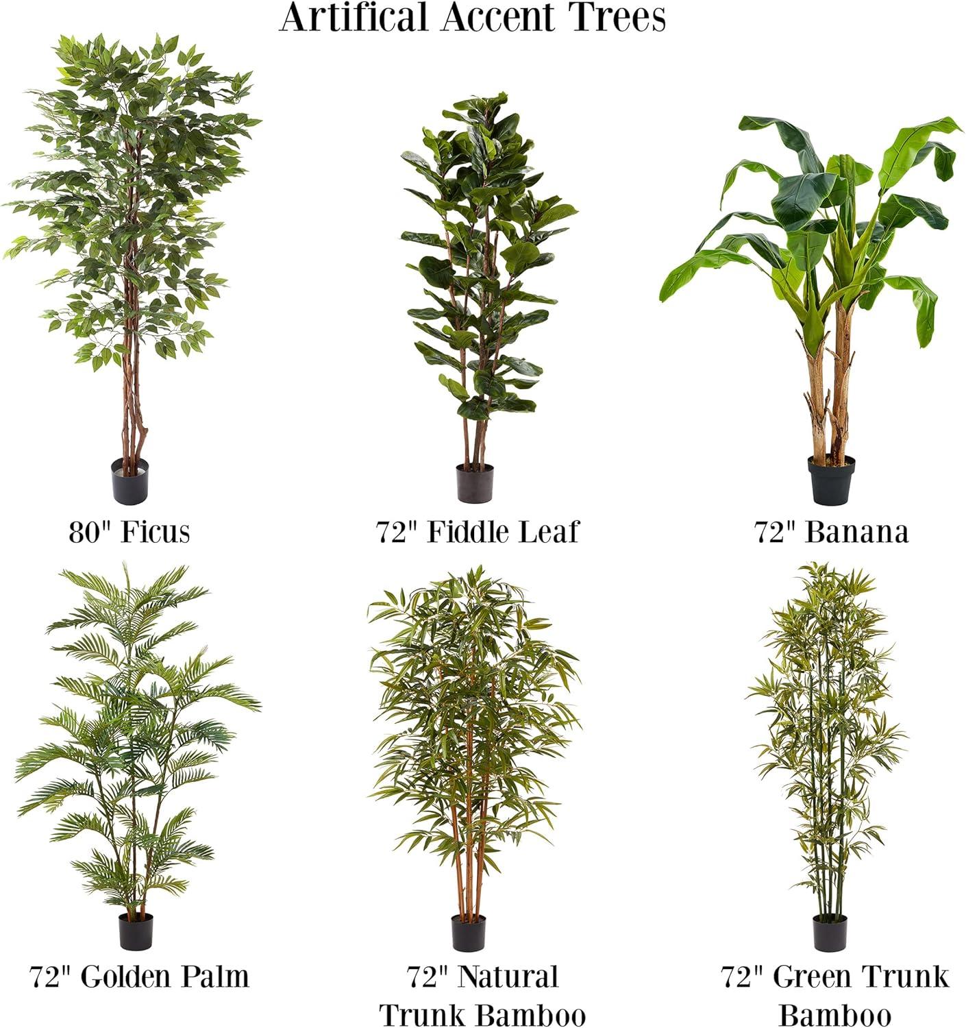 imagePure Garden Ficus Artificial Tree80Inch Potted Faux Silk Tree with Natural Looking Leaves for Office or Home DecorRealistic Indoor Plants 80quot Green