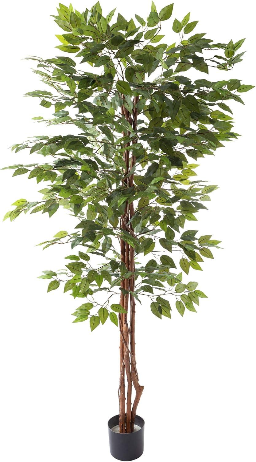 imagePure Garden Ficus Artificial Tree80Inch Potted Faux Silk Tree with Natural Looking Leaves for Office or Home DecorRealistic Indoor Plants 80quot Green