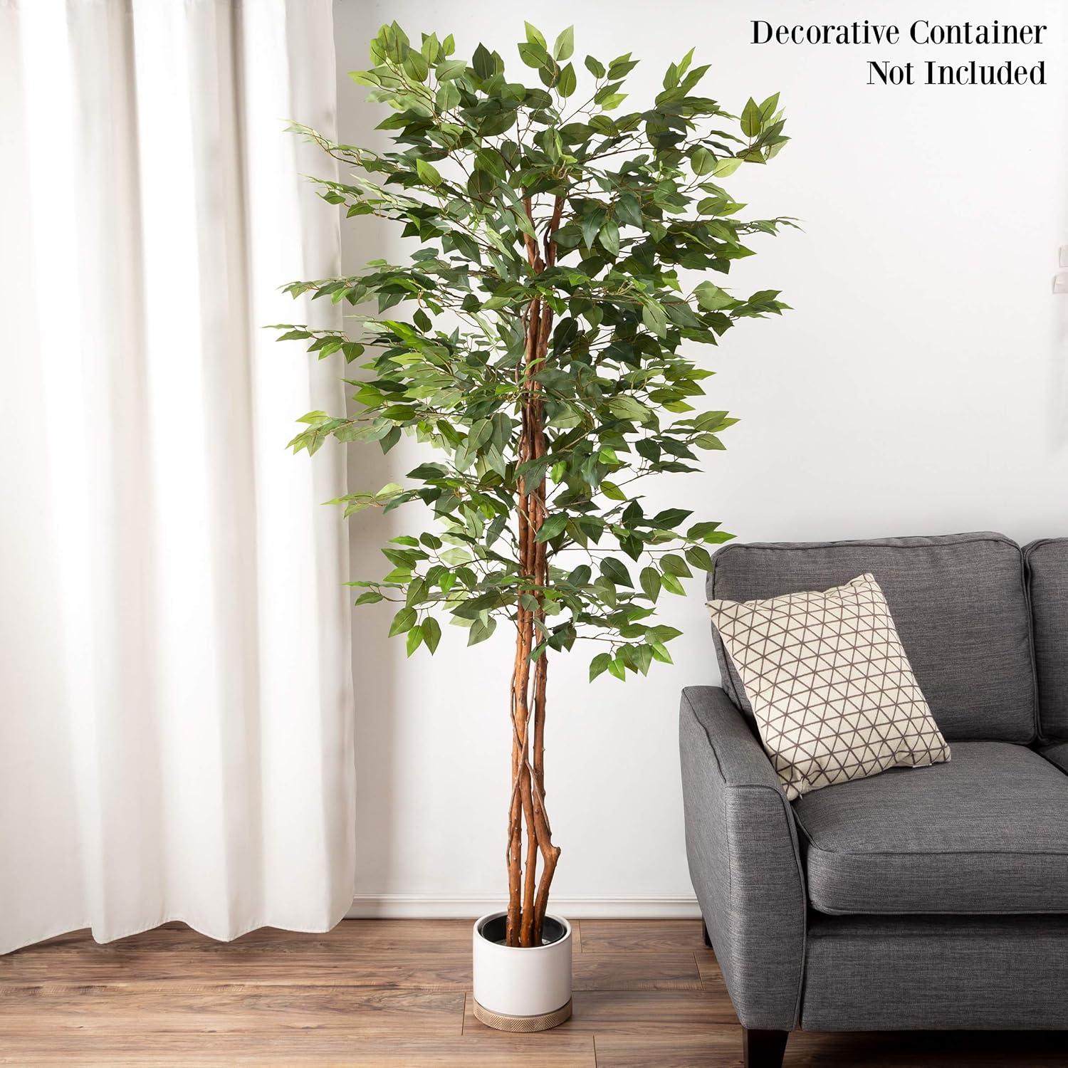 imagePure Garden Ficus Artificial Tree80Inch Potted Faux Silk Tree with Natural Looking Leaves for Office or Home DecorRealistic Indoor Plants 80quot Green
