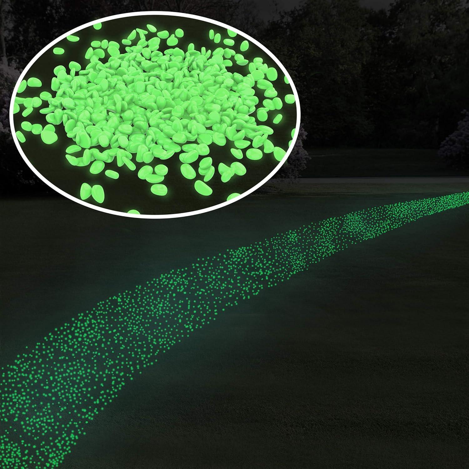 imagePure Garden GlowinTheDark Solar Pebble Lights 200 Ct Yellow Decorative Rocks for Flower Beds Walkways and PatiosGreen