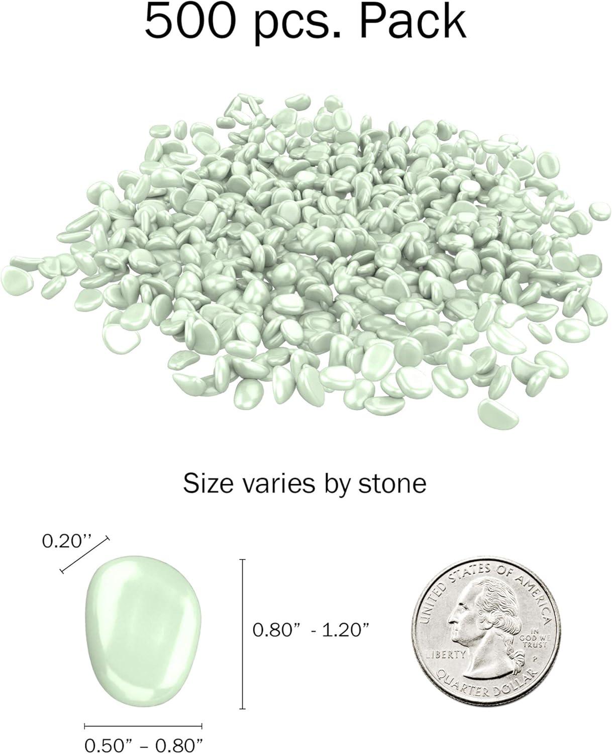 imagePure Garden GlowinTheDark Solar Pebble Lights 200 Ct Yellow Decorative Rocks for Flower Beds Walkways and PatiosGreen