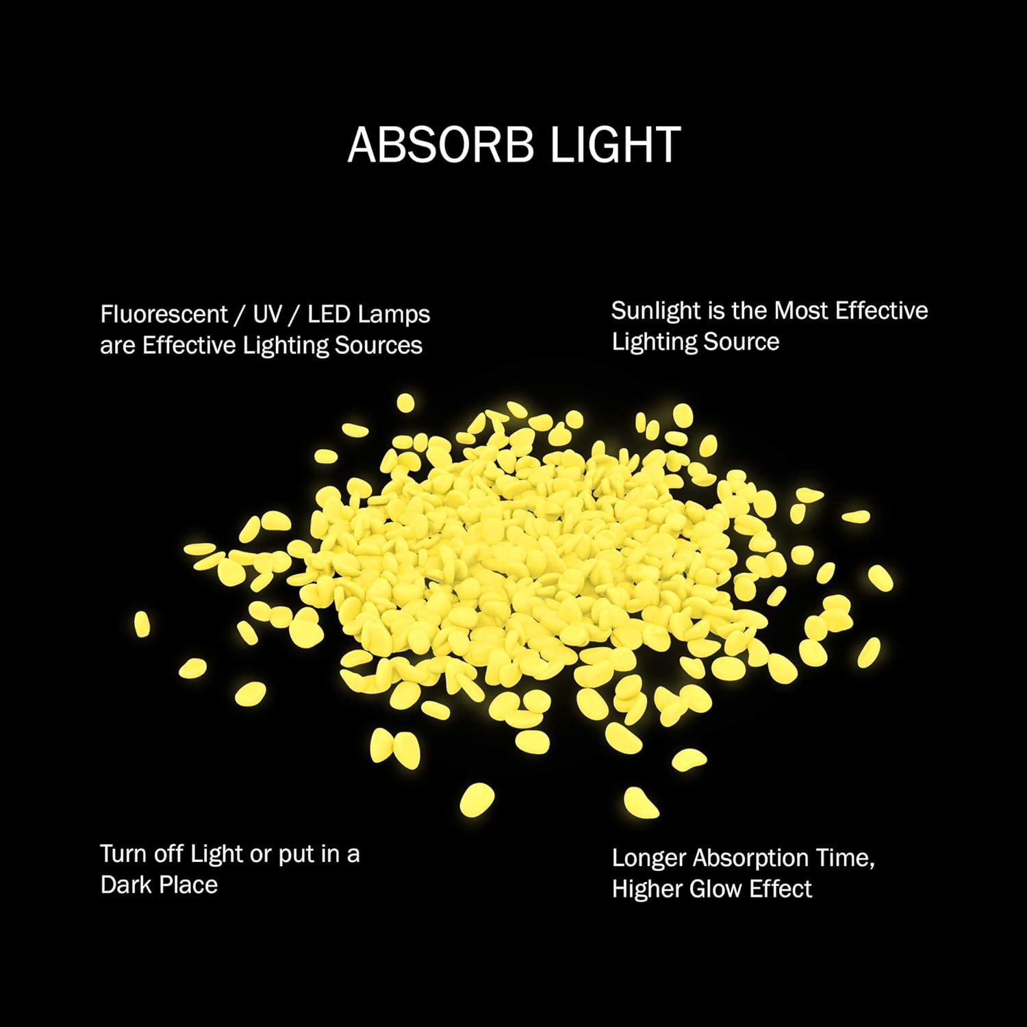 imagePure Garden GlowinTheDark Solar Pebble Lights 200 Ct Yellow Decorative Rocks for Flower Beds Walkways and PatiosYellow