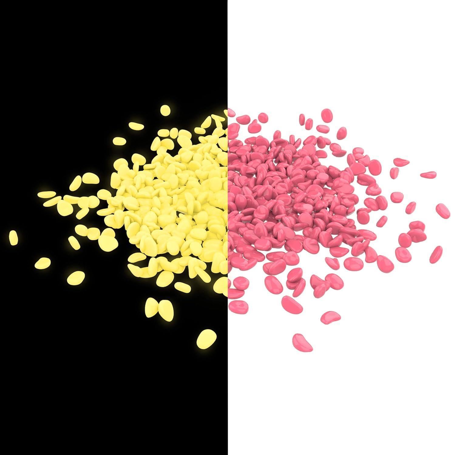 imagePure Garden GlowinTheDark Solar Pebble Lights 200 Ct Yellow Decorative Rocks for Flower Beds Walkways and PatiosYellow