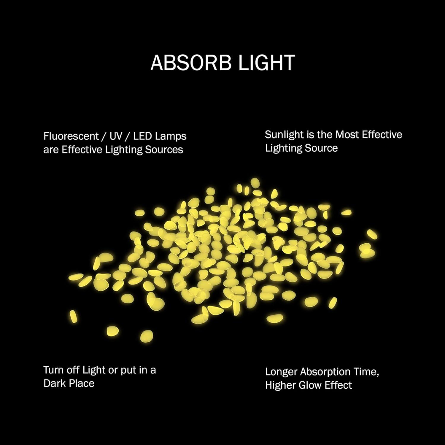 imagePure Garden GlowinTheDark Solar Pebble Lights 200 Ct Yellow Decorative Rocks for Flower Beds Walkways and PatiosYellow