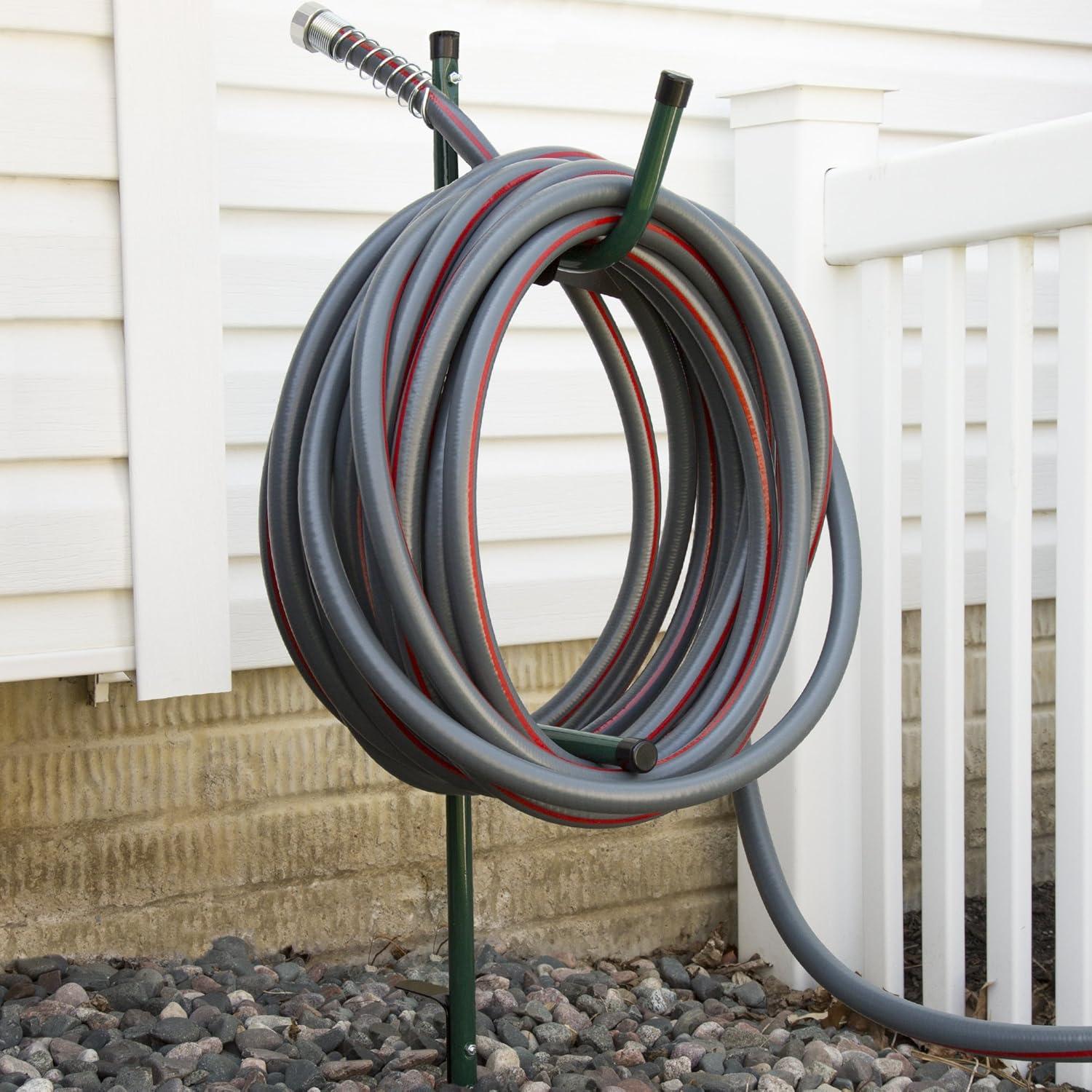 imageWater Hose Holder  EasytoInstall Garden Hose Storage Metal Rack with Stake  Outdoor Freestanding Reel for Yard or Landscaping by Stalwart