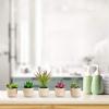 imageFaux Succulents  Assorted Lifelike Plastic Greenery Arrangements Decorative Ceramic Pots for Indoor Home or Office Dcor by Pure Garden Set of 4Brown Bowls
