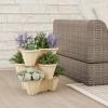imagePURE GARDEN Set of 3 Stacking Planter Tower  3Tier Space Saving Flower Pots  IndoorOutdoor Vertical Herb and Vegetable Planter Sand StoneSand Stone
