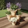 imagePURE GARDEN Set of 3 Stacking Planter Tower  3Tier Space Saving Flower Pots  IndoorOutdoor Vertical Herb and Vegetable Planter Sand StoneSand Stone