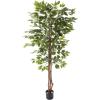 imagePure Garden Ficus Artificial Tree80Inch Potted Faux Silk Tree with Natural Looking Leaves for Office or Home DecorRealistic Indoor Plants 80quot Green