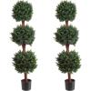 imagePure Garden Artificial Tree  5FT Faux Hedyotis Topiary Ball Plant in Weighted Pot  Fake Plants for Indoor Display or Front Porch Decorations60 Set of 2