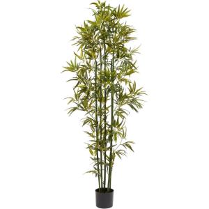 imageArtificial Bamboo Tree  6FT Fake Plant with Adjustable Leaves and Pot  Faux Plants Indoor for Home Restaurant or Office Dcor by Pure GardenGreen Trunk