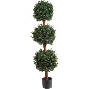 imagePure Garden Artificial Tree  5FT Faux Hedyotis Topiary Ball Plant in Weighted Pot  Fake Plants for Indoor Display or Front Porch Decorations5ft
