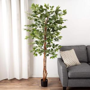 imagePure Garden Ficus Artificial Tree80Inch Potted Faux Silk Tree with Natural Looking Leaves for Office or Home DecorRealistic Indoor Plants 80quot Green