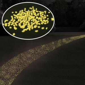 imagePure Garden GlowinTheDark Solar Pebble Lights 200 Ct Yellow Decorative Rocks for Flower Beds Walkways and PatiosYellow