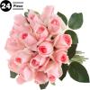 imageRose Artificial Flowers  24Pc Real Touch 115Inch Fake Flower Set with Stems for Home Decor Wedding or BridalBaby Showers by Pure Garden YellowPink