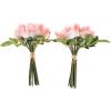 imageRose Artificial Flowers  24Pc Real Touch 115Inch Fake Flower Set with Stems for Home Decor Wedding or BridalBaby Showers by Pure Garden YellowPink
