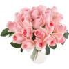 imageRose Artificial Flowers  24Pc Real Touch 115Inch Fake Flower Set with Stems for Home Decor Wedding or BridalBaby Showers by Pure Garden YellowPink