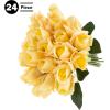 imageRose Artificial Flowers  24Pc Real Touch 115Inch Fake Flower Set with Stems for Home Decor Wedding or BridalBaby Showers by Pure Garden YellowYellow