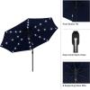 imagePure Garden Patio Umbrella with Lights  10 ft Outdoor Sun Shade Canopy with 32 Solar LEDs  UV 30 Protection LED Umbrella Navy Blue
