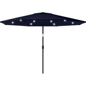 imagePure Garden Patio Umbrella with Lights  10 ft Outdoor Sun Shade Canopy with 32 Solar LEDs  UV 30 Protection LED Umbrella Navy Blue