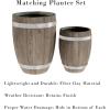 imagePure Garden Plant Pots  Lightweight Fiber Clay Whiskey Barrel Planter Flower Pots  13 and 94 Dia Large Outdoor Planters  Plant Pot Set of 2Gray