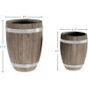 imagePure Garden Plant Pots  Lightweight Fiber Clay Whiskey Barrel Planter Flower Pots  13 and 94 Dia Large Outdoor Planters  Plant Pot Set of 2Gray