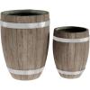 imagePure Garden Plant Pots  Lightweight Fiber Clay Whiskey Barrel Planter Flower Pots  13 and 94 Dia Large Outdoor Planters  Plant Pot Set of 2Gray