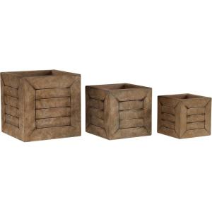 imagePure Garden Plant Pots  Lightweight Fiber Clay Whiskey Barrel Planter Flower Pots  13 and 94 Dia Large Outdoor Planters  Plant Pot Set of 2Brown