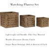 imagePure Garden Fiber Clay Planter Set  3Piece Varying Height Textured Pots  Rounded Bottom and Drainage Holes for Herbs Plants or Flowers GrayBrown