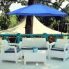 imagePure Garden 10 Ft Offset Cantilever Patio Umbrella  FadeResistant Shade Umbrella Outdoor Patio Canopy with Cross Base for Garden Lawn Deck Yard or PoolBrilliant Blue